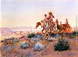 Charles Marion Russell Mexican Buffalo Hunters painting